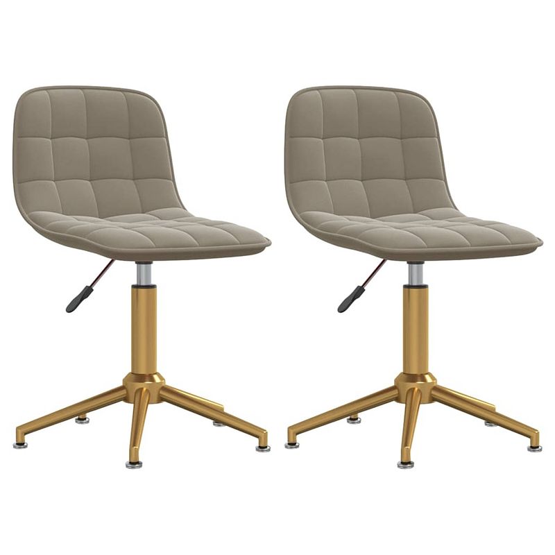 Foto van The living store eetkamerstoelen set draaibaar - 42.5 x 45 x (68 - 82.5)cm - lichtgrijs fluweel