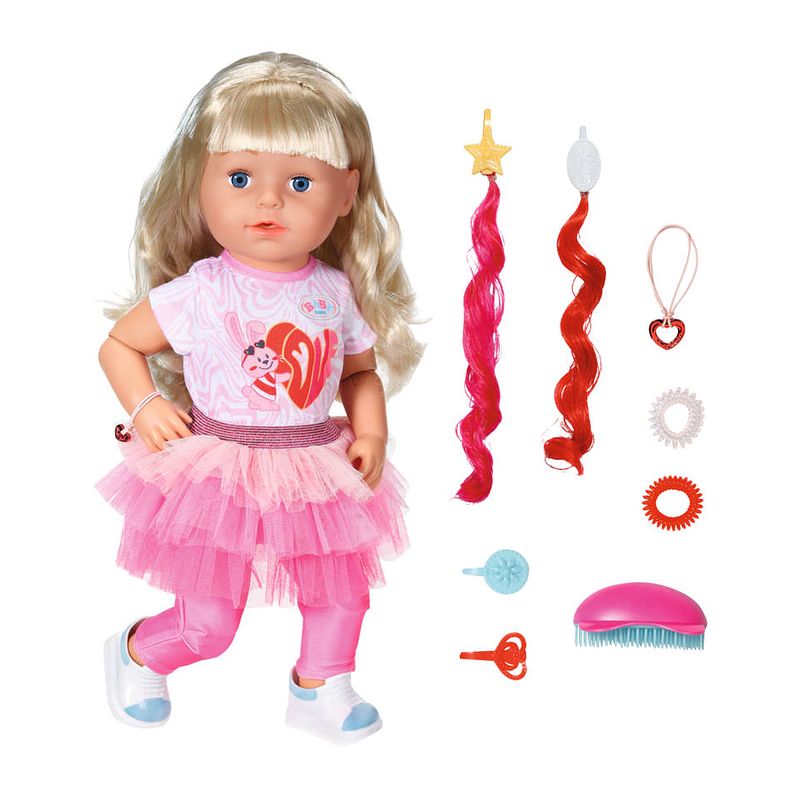 Foto van Baby born sister play & style pop blond haar - 43 cm