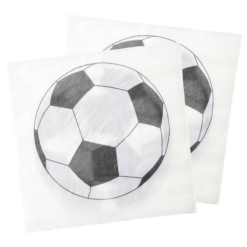 Foto van Santex voetbal thema feest servetten - 20x stuks - 33 x 33 cm - papieri¿½- ek/wk themafeest - feestservetten