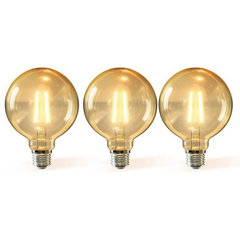 Foto van Aigostar led filament g125 8w - e27 fitting - 2200k - amber - set van 3 stuks