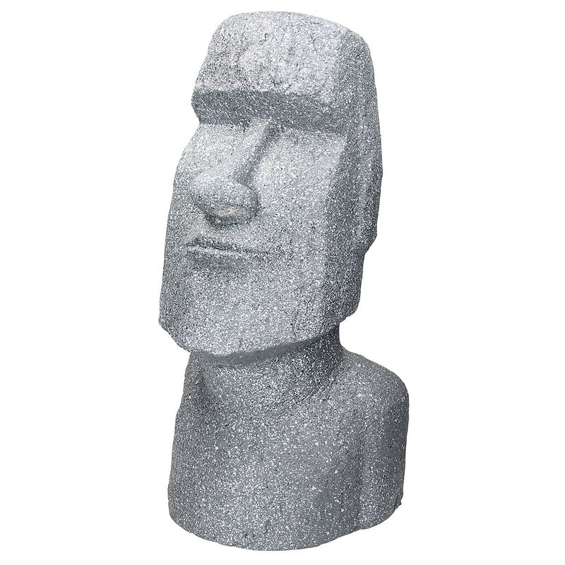 Foto van Moai rapa nui hoofdfiguur grijs, 28x25x56 cm, gegoten steenhars