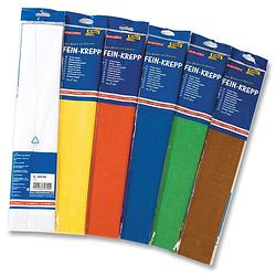 Foto van Folia crêpepapier pak van 10 stuks in geassorteerde kleuren: wit, geel, licht oranje, lichtblauw, blau...