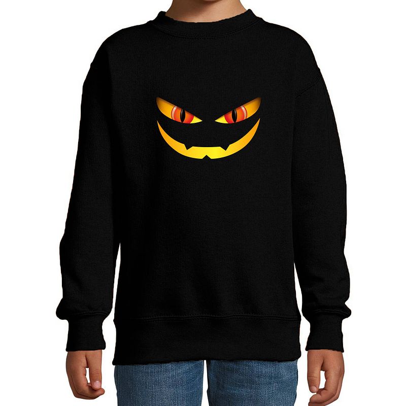 Foto van Halloween monster gezicht horror trui zwart voor kinderen - verkleed sweater 12-13 jaar (152/164) - feesttruien