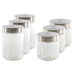 Foto van Set van 6x keuken voedsel opslag voorraadpotten glas in 2 formaten - voorraadpot