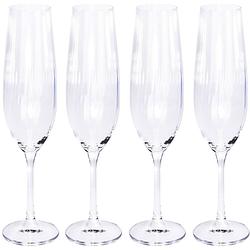 Foto van 4x champagneglazen/flutes 26 cl/260 ml van kristalglas - kristalglazen - champagneglas