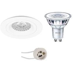 Foto van Led spot set - pragmi rodos pro - gu10 fitting - inbouw rond - mat wit - ø93mm - philips - corepro 830 36d - 4.6w - warm