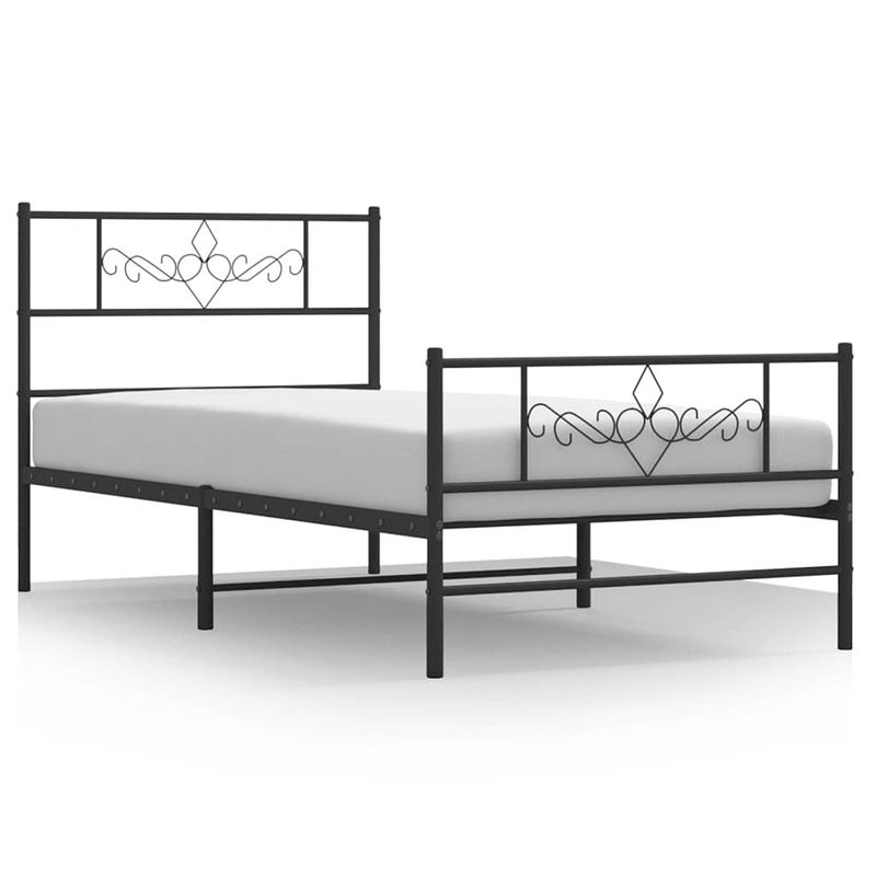 Foto van Vidaxl bedframe met hoofd- en voeteneinde metaal zwart 107x203 cm