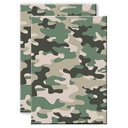 Foto van Set van 2x stuks camouflage/legerprint wiskunde schrift/notitieboek groen ruitjes 10 mm a4 formaat - notitieboek