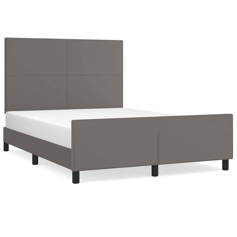 Foto van The living store bedframe - bedframes - 203 x 146 x 118/128 cm - kunstleer - grijs - verstelbaar