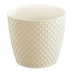 Foto van Orient stijl plantenpot/bloempot kunststof dia 13 cm en hoogte 11 cm creme wit - plantenpotten