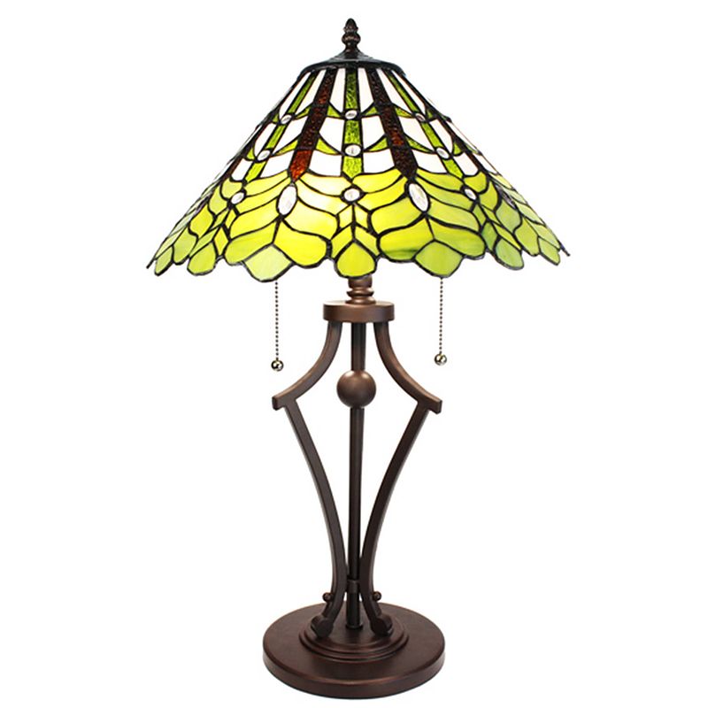 Foto van Haes deco - tiffany tafellamp groen ø 41x62 cm fitting e27 / lamp max 2x60w