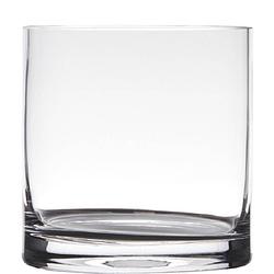 Foto van Transparante home-basics cylinder vorm vaas/vazen van glas 15 x 15 cm - vazen