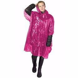 Foto van 3x roze noodponcho doorschijnend - regenponcho'ss