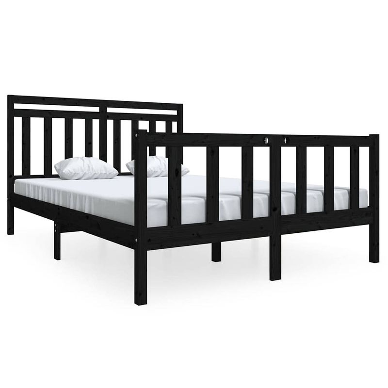 Foto van Vidaxl bedframe massief hout zwart 140x190 cm