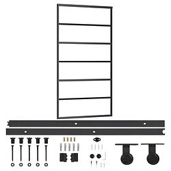 Foto van Vidaxl schuifdeur met beslag 102x205 cm aluminium en esg-glas