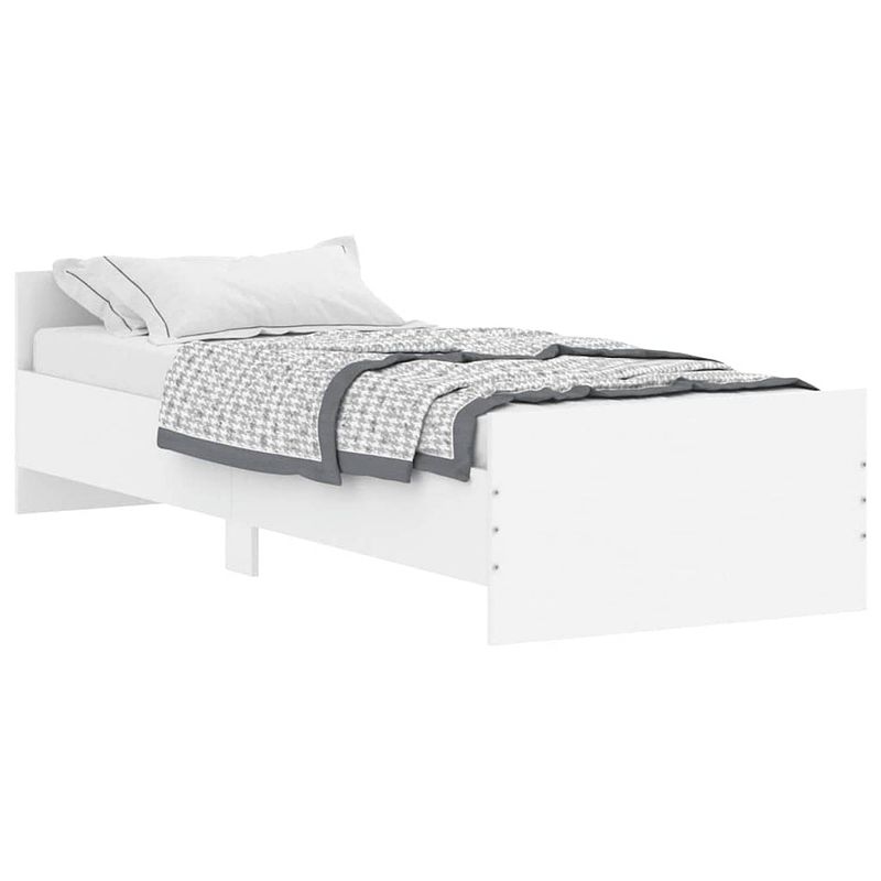 Foto van Vidaxl bedframe bewerkt hout wit 75x190 cm small single