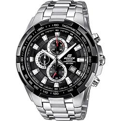 Foto van Casio chronograaf horloge ef-539d-1avef (l x b x h) 53.5 x 48.5 x 11.5 mm zilver, zwart materiaal (behuizing): rvs materiaal (armband): rvs