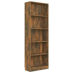 Foto van The living store boekenkast gerookt eiken - 60x24x175 cm - 5-laags