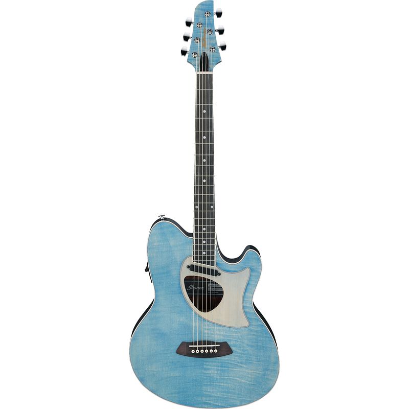 Foto van Ibanez tcm50fmodb open pore denim blue elektrisch akoestische westerngitaar