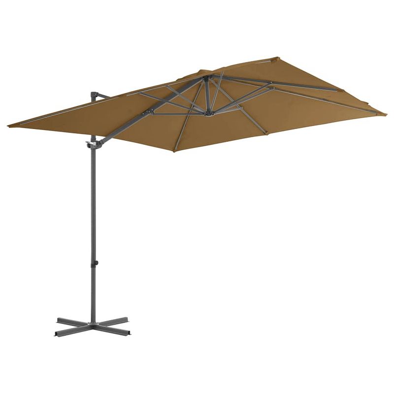 Foto van The living store hangende parasol - taupe - 250 x 250 x 247 cm - uv-beschermend en anti-vervagend polyester - stevige