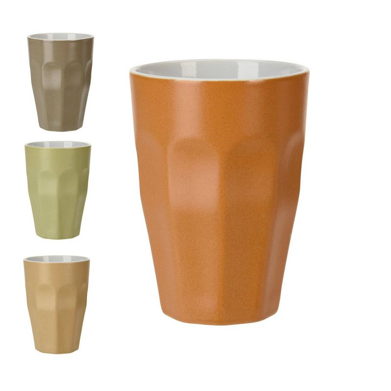 Foto van Set van 4x stuks grote luxe gekleurde porseleinen bekers/koffiekopjes 330 ml - bekers