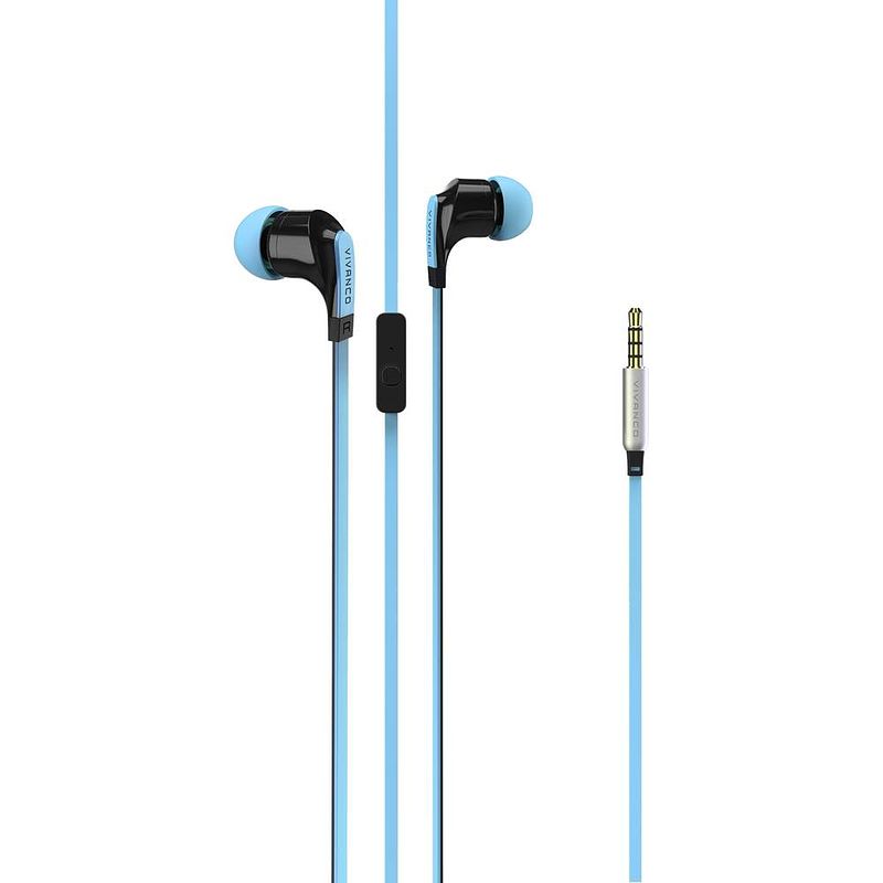 Foto van Vivanco talk 4 in ear oordopjes kabel blauw headset