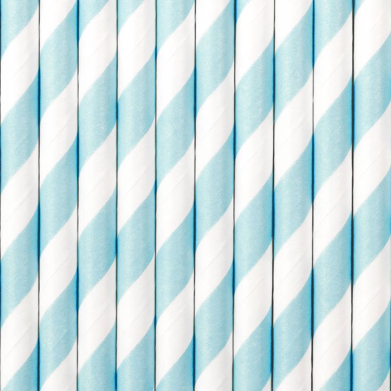 Foto van Drinkrietjes - papier - 50x - strepen wit/blauw - 19,5 cm - rietjes - drinkrietjes