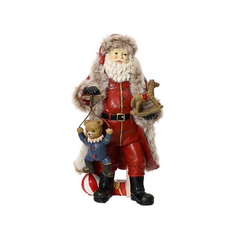 Foto van Decoris - kerstman polyresin l9.5b11h22 cm rood kerst