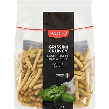 Foto van Paolo grissini cruncy basilicum en knoflook 150 g bij jumbo