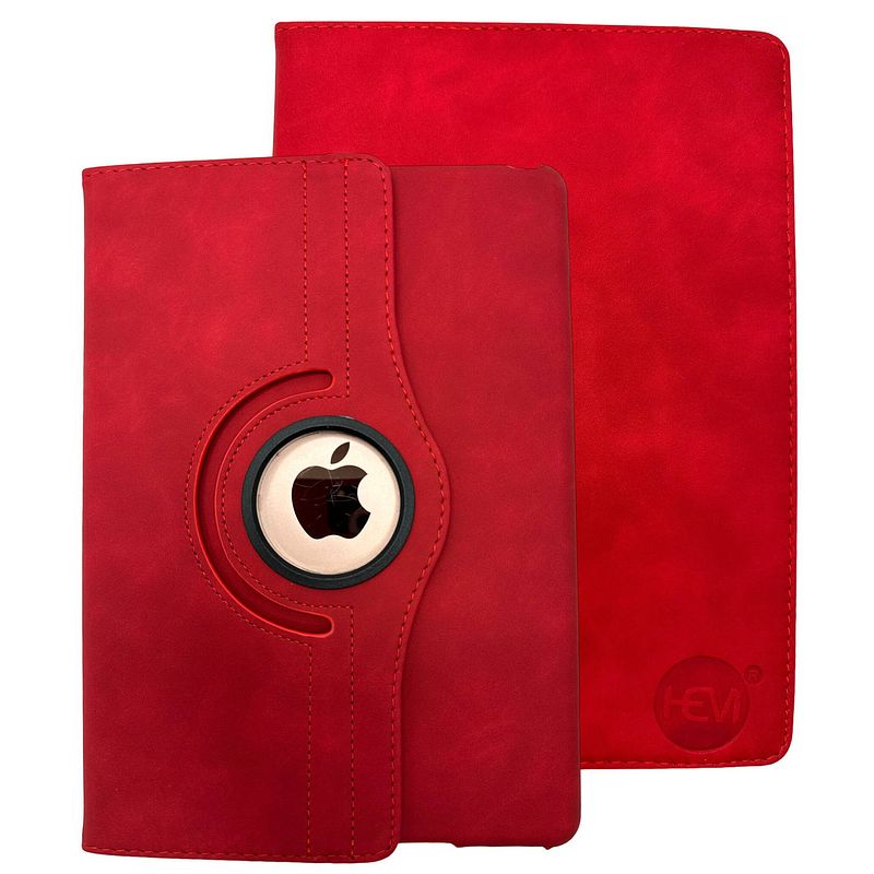 Foto van Hem silky red ipad hoes voor ipad 2017/2018 - ipad air/air 2 - 9.7 inch draaibare autowake cover - met stylus pen