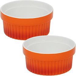 Foto van 4x creme brulee schaaltjes/bakjes oranje 11 cm van porselein - serveerschalen