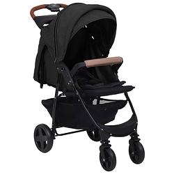 Foto van The living store kinderwagen 3-in-1 - antraciet - staal en linnen - 49x82x99 cm (bxdxh) - inclusief autostoeltje