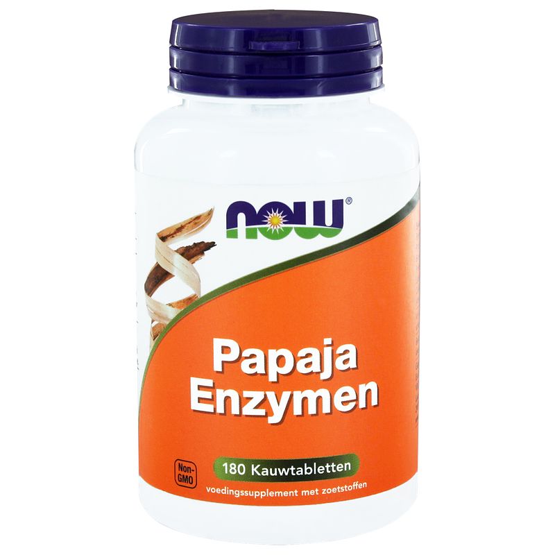 Foto van Now papaja enzymen kauwtabletten 180st
