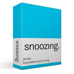 Foto van Snoozing - hoeslaken - extra hoog - jersey - 200x210 /220 - turquoise