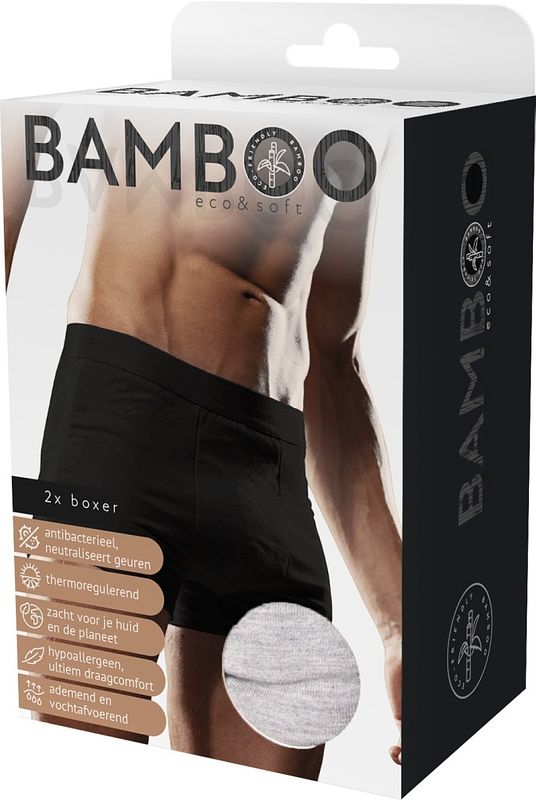 Foto van Naproz bamboo men's original boxer grijs 2-pack xl