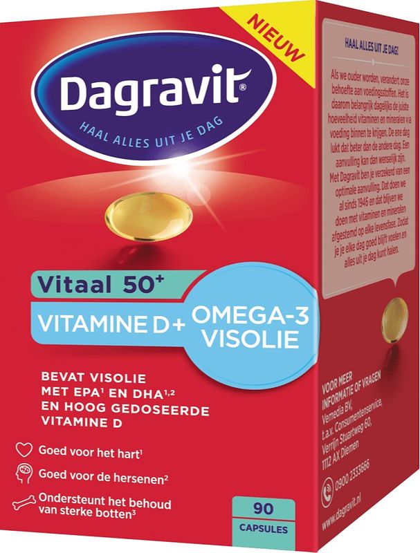 Foto van Dagravit vitaal 50+ vitamine d + omega-3 visolie capsules