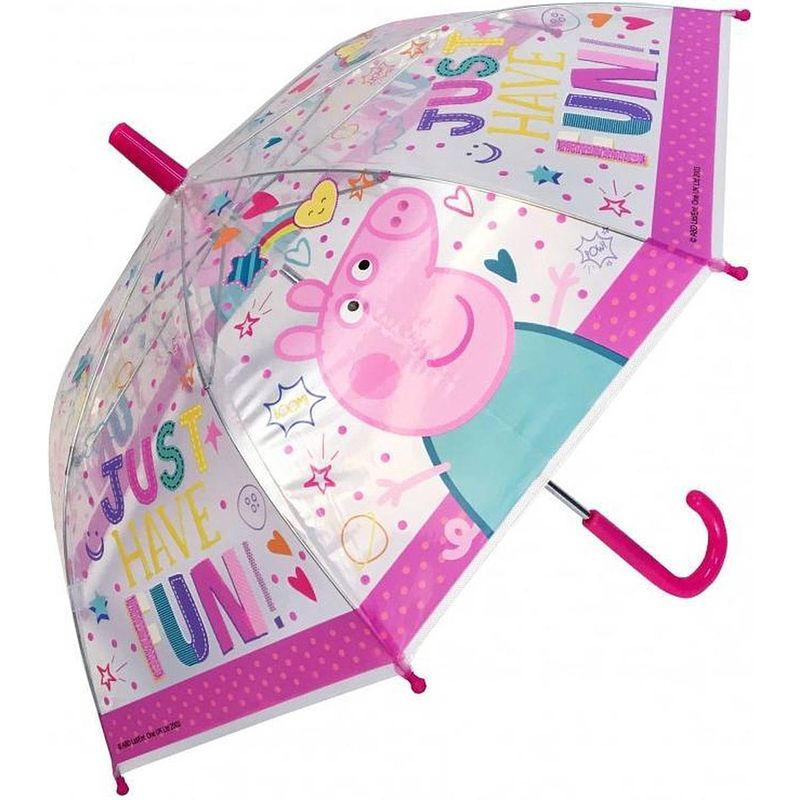 Foto van Nickelodeon kinderparaplu peppa pig 45 cm transparant/roze