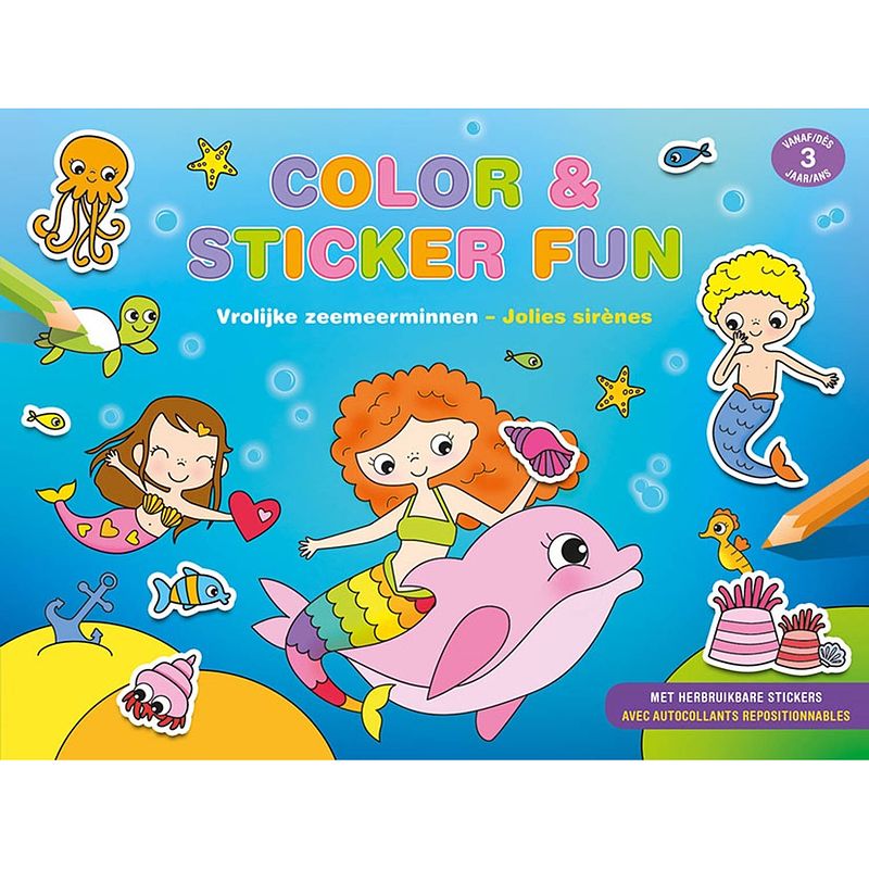 Foto van Deltas kleur- en stickerboek fun junior 28 x 24 cm oranje