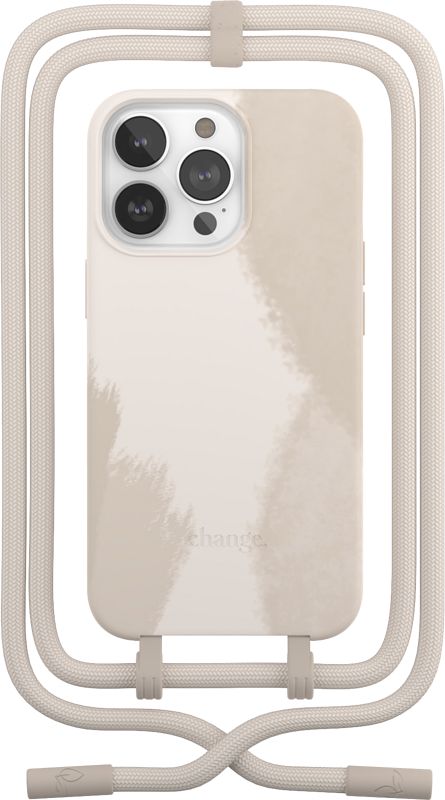Foto van Change case tiedye apple iphone 13 pro max back cover met koord wit