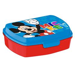 Foto van Disney mickey mousea broodtrommel/lunchbox voor kinderen - rood/blauw - kunststof - 20 x 10 cm - lunchboxen