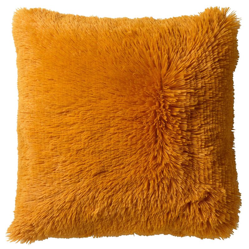 Foto van Dutch decor fluffy - sierkussen unikleur golden glow 45x45 cm - geel