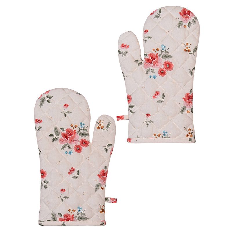 Foto van Haes deco - set van 2 ovenwanten - 18x30 cm - 100% katoen - little rose collection