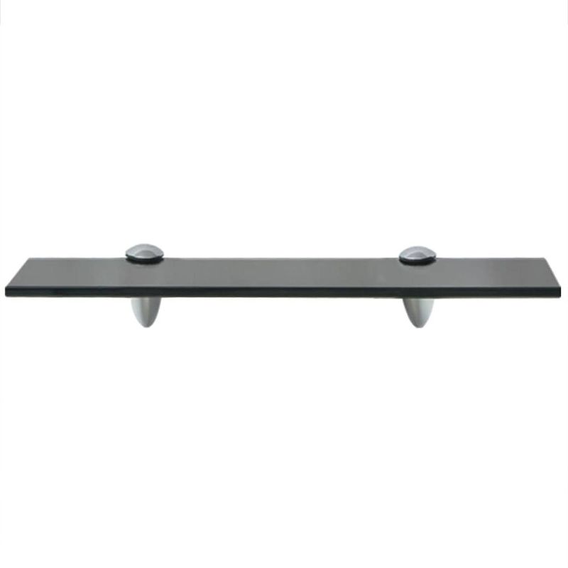 Foto van The living store zwevende plank - glazen schap - 40 x 10 cm - zwart