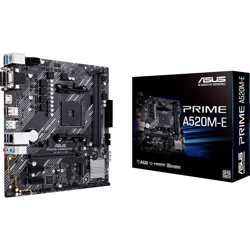 Foto van Asus prime a520m-e moederbord socket amd am4 vormfactor micro-atx