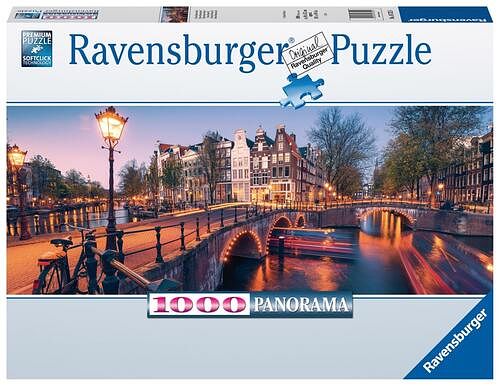 Foto van Ravensburger puzzel 1000 pcs avond in amsterdam