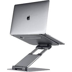 Foto van Lurk® laptop standaard ergonomisch - aluminium laptop verhoger - staand werken - verstelbaar en opvouwbaar - silver