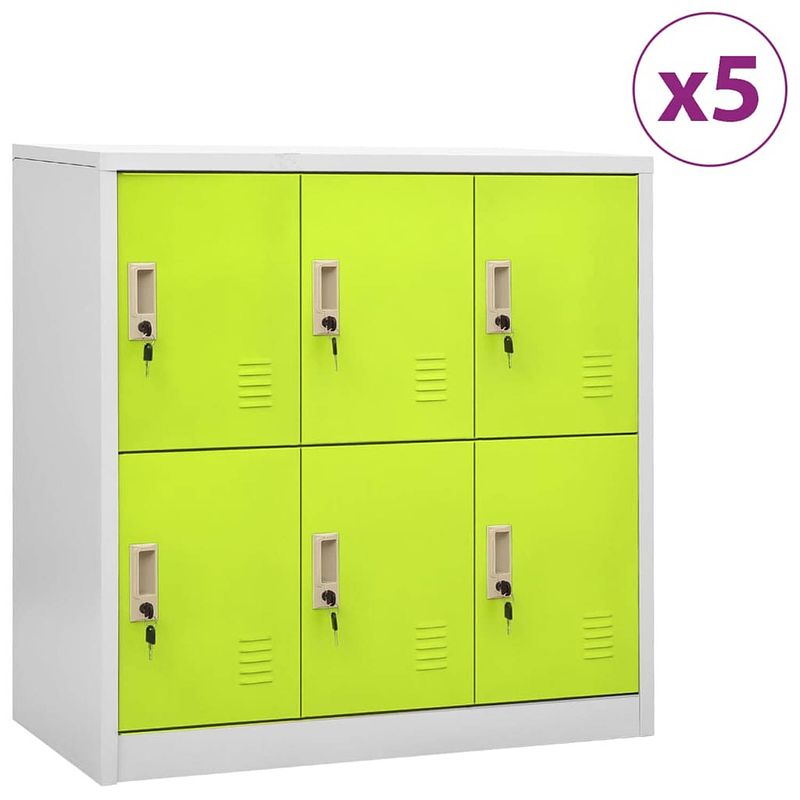 Foto van Vidaxl lockerkasten 5 st 90x45x92,5 cm staal lichtgrijs en groen