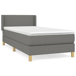 Foto van The living store boxspringbed - donkergrijs - 193 x 93 x 78/88 cm - pocketvering matras - middelharde ondersteuning -