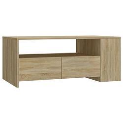 Foto van The living store salontafel - sonoma eiken - bewerkt hout - 102 x 55 x 42 cm - opbergruimte