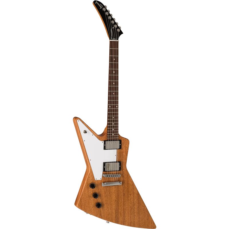 Foto van Gibson original designer explorer lh antique natural linkshandige elektrische gitaar met koffer